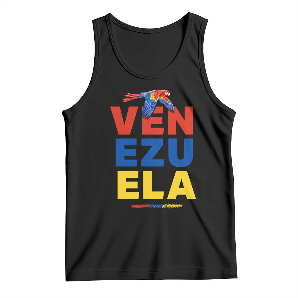 Venezuela Pride Flying Scarlet Macaw Tank Top Ara Macao Guacamaya Venezuelan Pride Tropical Bird TS02 Black Print Your Wear