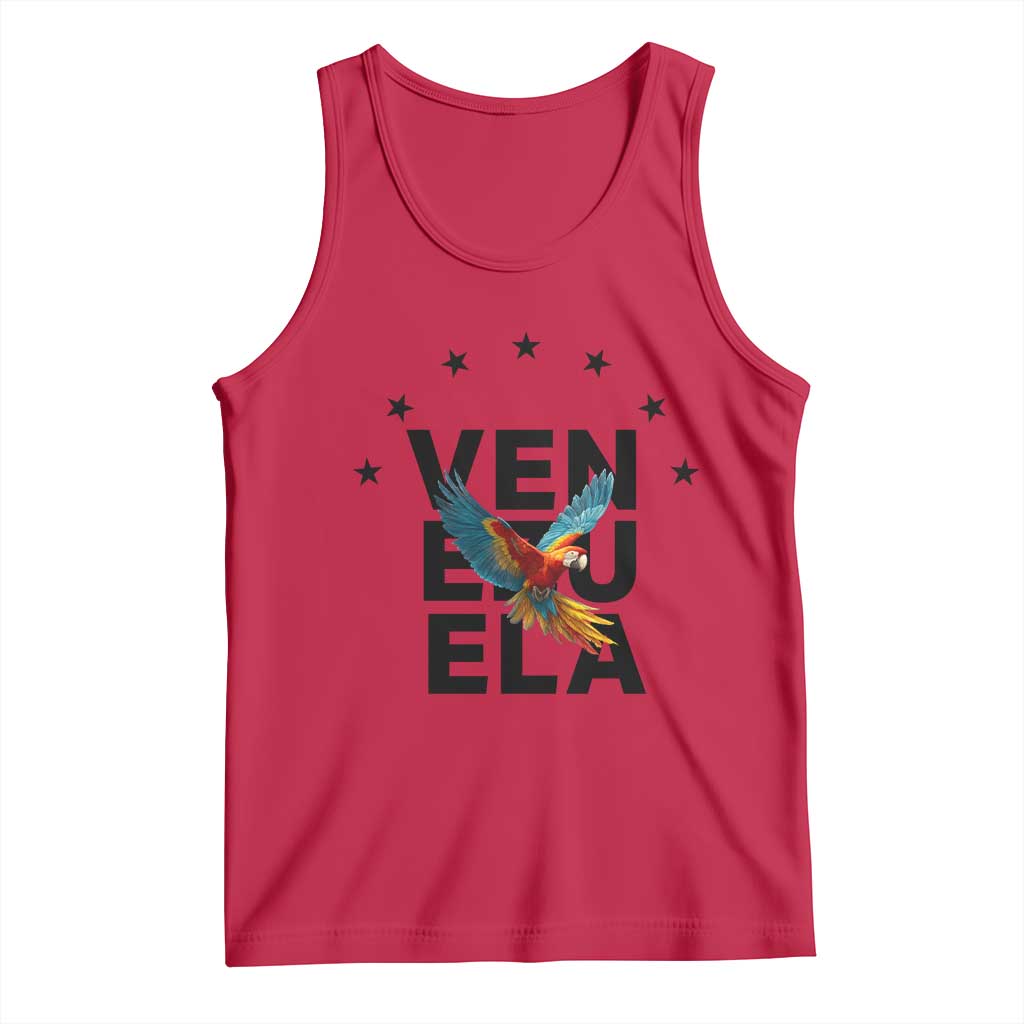 Venezuela Pride Flying Macaw Tank Top Ara Macao Guacamaya Venezuelan Pride Tropical Bird TS02 Red Print Your Wear