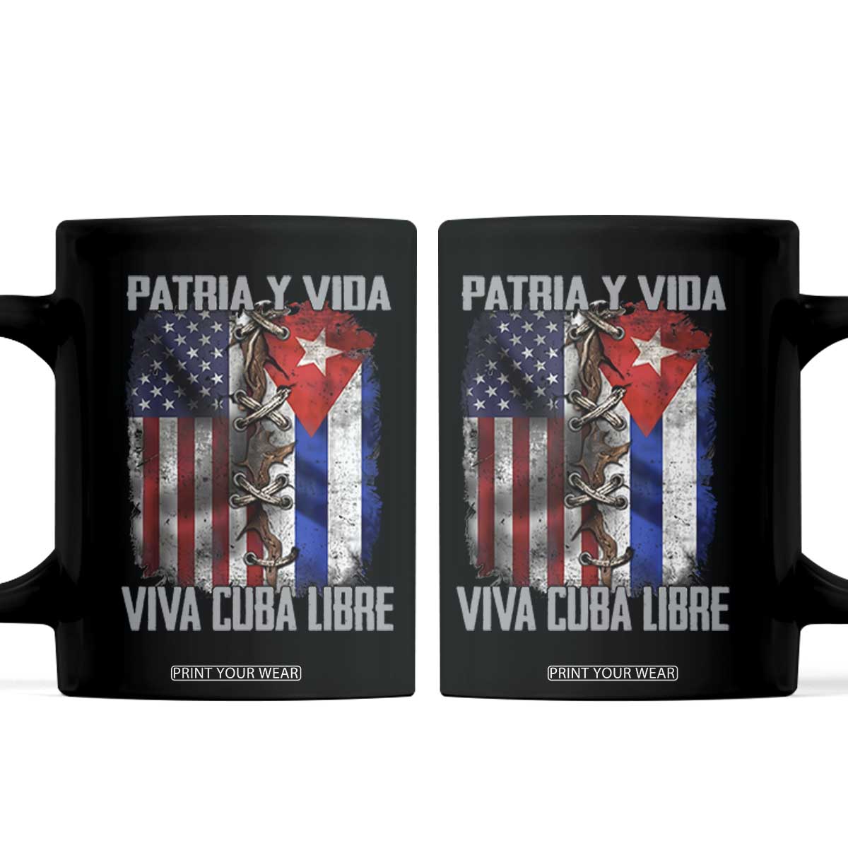 Patria y Vida Cuba Libre Freedom Coffee Mug Cuban Pride Independence USA Cuba Flag TS02 Black Print Your Wear