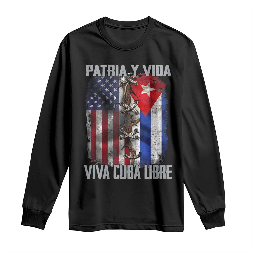 Patria y Vida Cuba Libre Freedom Long Sleeve Shirt Cuban Pride Independence USA Cuba Flag TS02 Black Print Your Wear