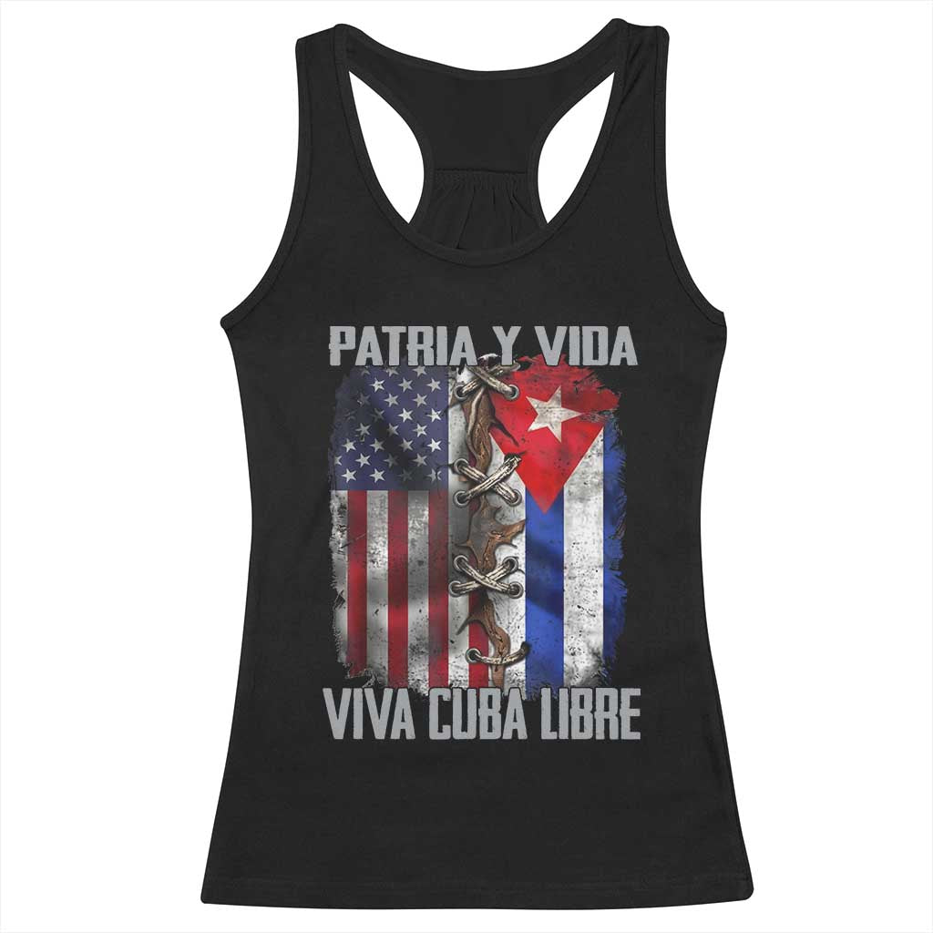 Patria y Vida Cuba Libre Freedom Racerback Tank Top Cuban Pride Independence USA Cuba Flag TS02 Black Print Your Wear