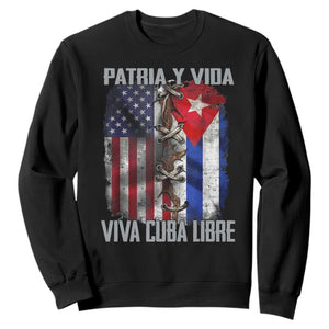 Patria y Vida Cuba Libre Freedom Sweatshirt Cuban Pride Independence USA Cuba Flag TS02 Black Print Your Wear