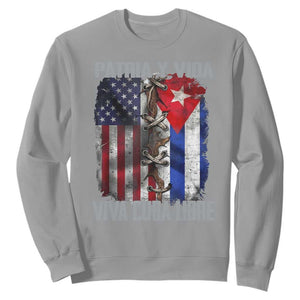 Patria y Vida Cuba Libre Freedom Sweatshirt Cuban Pride Independence USA Cuba Flag TS02 Sport Gray Print Your Wear