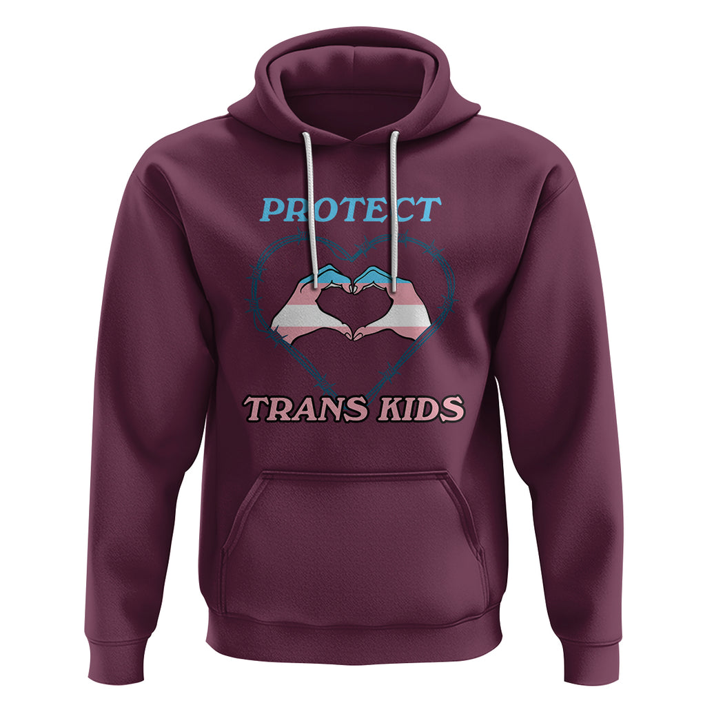Protect Trans Kids Hoodie LGBT Support LGBT Pride Flag Heart Sign TS02 Maroon Printyourwear