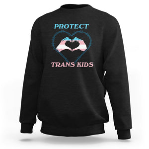 Protect Trans Kids Sweatshirt LGBT Support LGBT Pride Flag Heart Sign TS02 Black Printyourwear