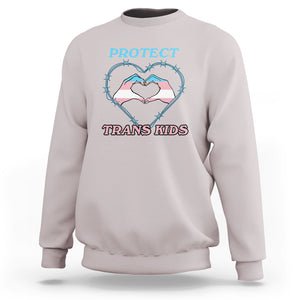 Protect Trans Kids Sweatshirt LGBT Support LGBT Pride Flag Heart Sign TS02 Ice Gray Printyourwear