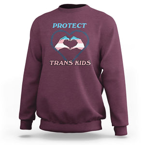 Protect Trans Kids Sweatshirt LGBT Support LGBT Pride Flag Heart Sign TS02 Maroon Printyourwear