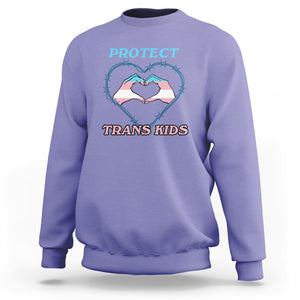 Protect Trans Kids Sweatshirt LGBT Support LGBT Pride Flag Heart Sign TS02 Violet Printyourwear