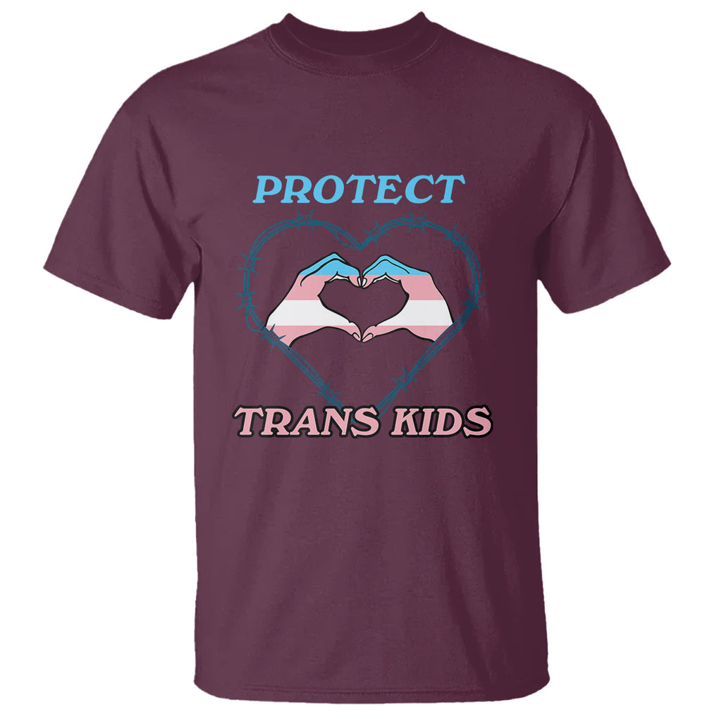 Protect Trans Kids T Shirt LGBT Support LGBT Pride Flag Heart Sign TS02 Maroon Printyourwear