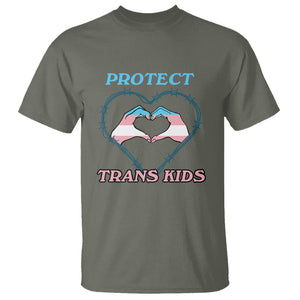 Protect Trans Kids T Shirt LGBT Support LGBT Pride Flag Heart Sign TS02 Military Green Printyourwear