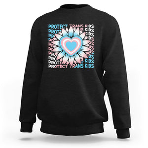 Protect Trans Kids Sweatshirt Transgender Support LGBT Pride Flag Sunflower TS02 Black Printyourwear