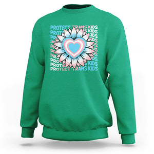 Protect Trans Kids Sweatshirt Transgender Support LGBT Pride Flag Sunflower TS02 Irish Green Printyourwear