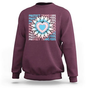 Protect Trans Kids Sweatshirt Transgender Support LGBT Pride Flag Sunflower TS02 Maroon Printyourwear