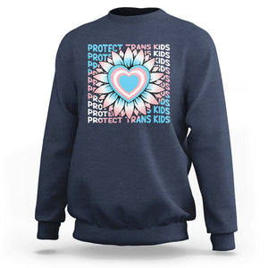 Protect Trans Kids Sweatshirt Transgender Support LGBT Pride Flag Sunflower TS02 Navy Printyourwear