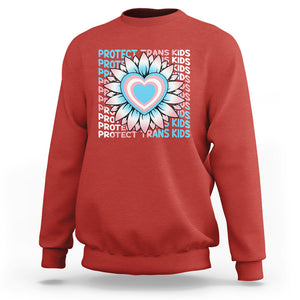 Protect Trans Kids Sweatshirt Transgender Support LGBT Pride Flag Sunflower TS02 Red Printyourwear