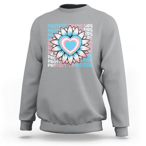 Protect Trans Kids Sweatshirt Transgender Support LGBT Pride Flag Sunflower TS02 Sport Gray Printyourwear