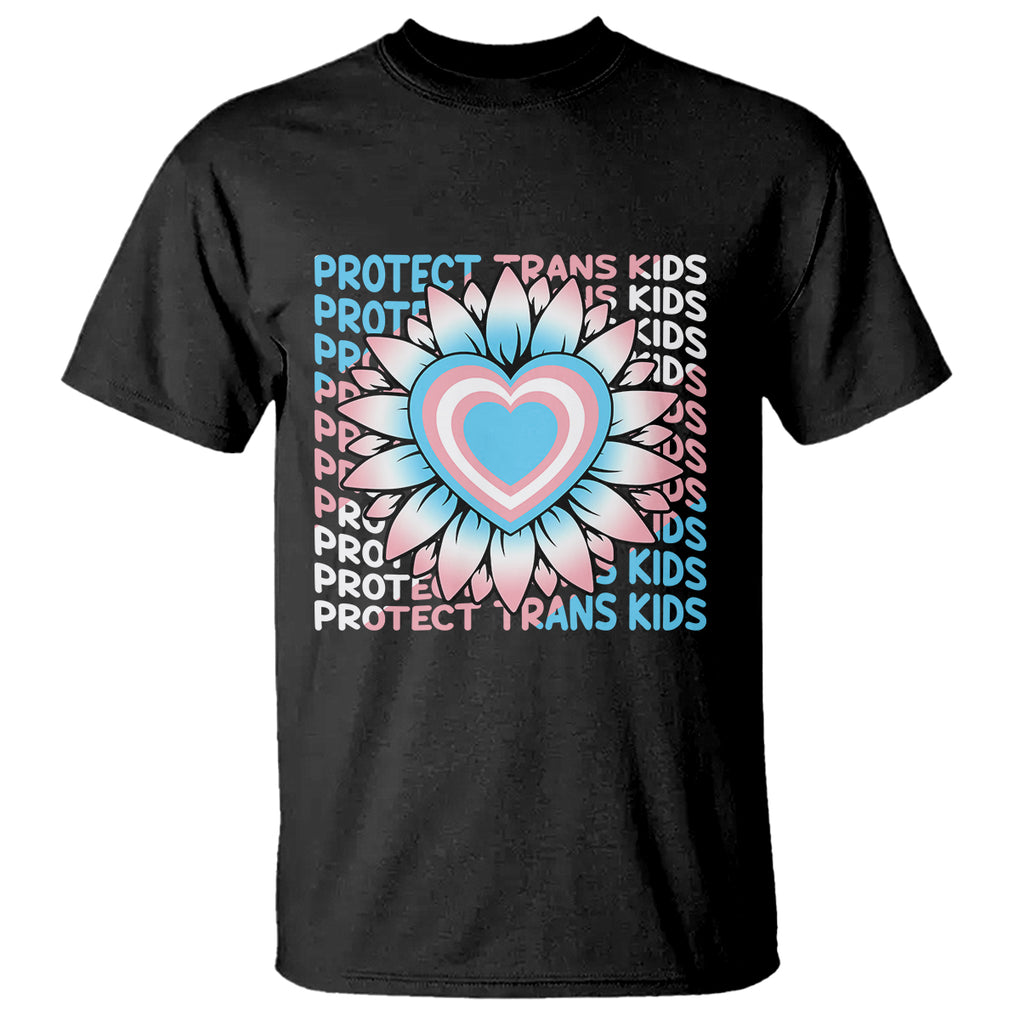 Protect Trans Kids T Shirt Transgender Support LGBT Pride Flag Sunflower TS02 Black Printyourwear