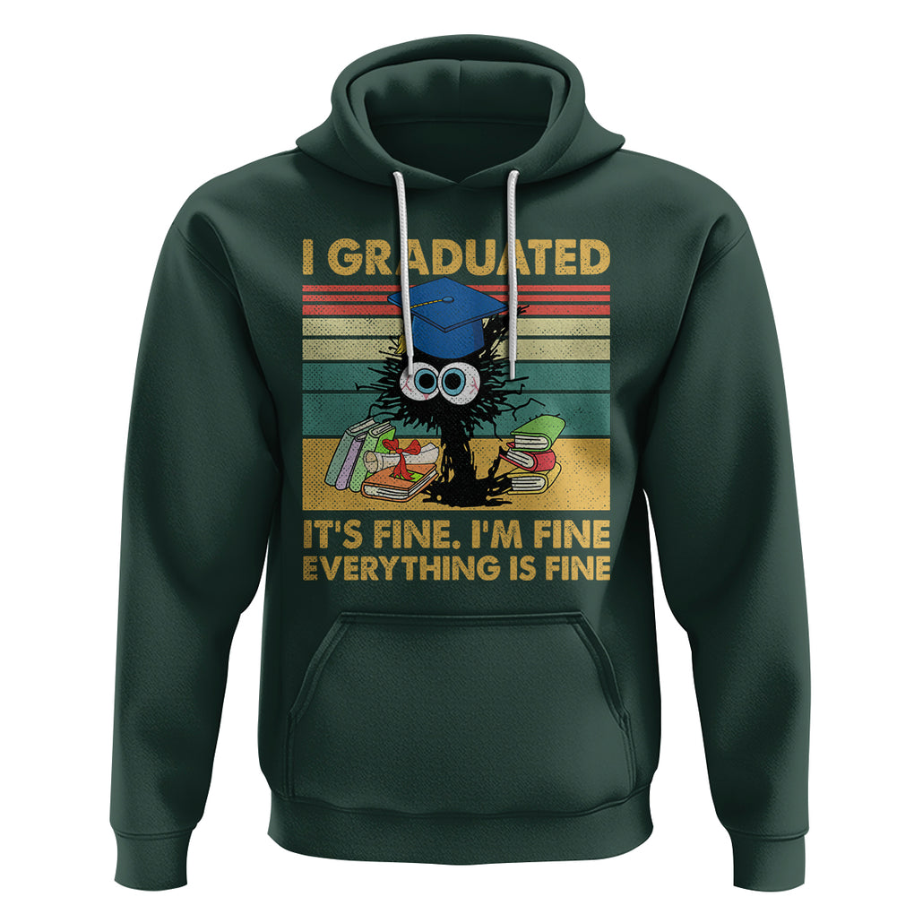 Last Day Of School Hoodie Black Cat It's Fine I'm Fine Everything TS02 Dark Forest Green Printyourwear