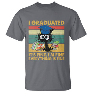 Last Day Of School T Shirt Black Cat It's Fine I'm Fine Everything TS02 Charcoal Printyourwear