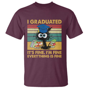 Last Day Of School T Shirt Black Cat It's Fine I'm Fine Everything TS02 Maroon Printyourwear