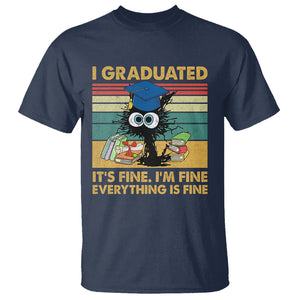 Last Day Of School T Shirt Black Cat It's Fine I'm Fine Everything TS02 Navy Printyourwear