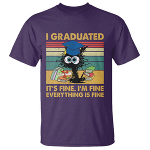 Last Day Of School T Shirt Black Cat It's Fine I'm Fine Everything TS02 Purple Printyourwear