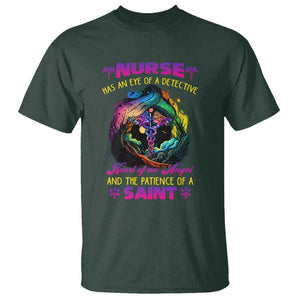 Nurse Appreciation T Shirt Nurse Has An Eye Of A Detective Heart Of An Angel And The Patience Of A Saint Nurse Gifts for Nurse Week TS02 Dark Forest Green Print Your Wear