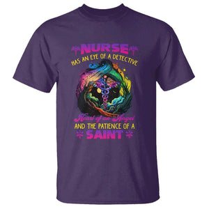 Nurse Appreciation T Shirt Nurse Has An Eye Of A Detective Heart Of An Angel And The Patience Of A Saint Nurse Gifts for Nurse Week TS02 Purple Print Your Wear