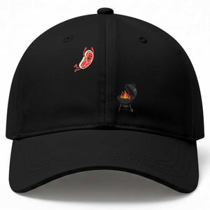 Humorous Diving Steak Charcoal Grill Graphic Baseball Cap BBQ Grilling Pitmaster Cookout Funny Barbecue Master TS02 Print Your Wear