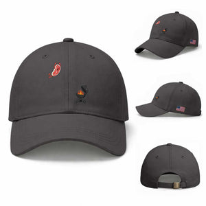 Humorous Diving Steak Charcoal Grill Graphic Baseball Cap BBQ Grilling Pitmaster Cookout Funny Barbecue Master TS02 Baseball Cap Universal Fit Dark Gray Print Your Wear