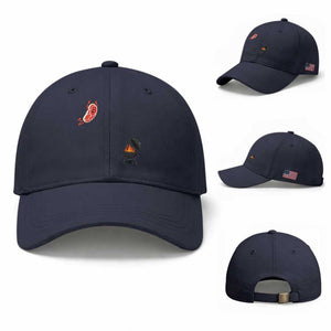 Humorous Diving Steak Charcoal Grill Graphic Baseball Cap BBQ Grilling Pitmaster Cookout Funny Barbecue Master TS02 Baseball Cap Universal Fit Navy Print Your Wear