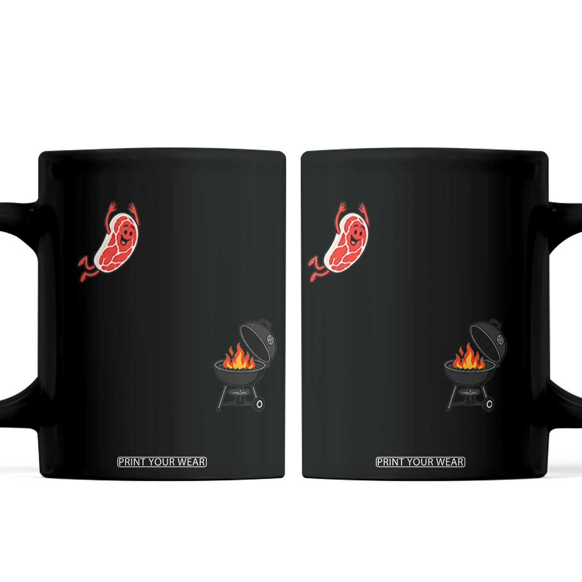 Humorous Diving Steak Charcoal Grill Graphic Coffee Mug BBQ Grilling Pitmaster Cookout Funny Barbecue Master TS02 Black Print Your Wear