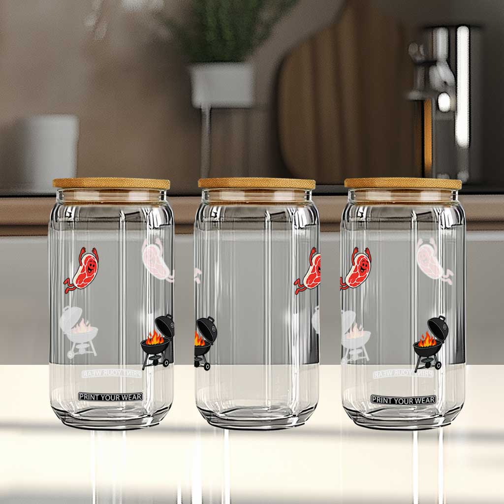 Humorous Diving Steak Charcoal Grill Graphic Glass Can BBQ Grilling Pitmaster Cookout Funny Barbecue Master TS02 Print Your Wear