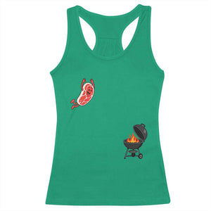 Humorous Diving Steak Charcoal Grill Graphic Racerback Tank Top BBQ Grilling Pitmaster Cookout Funny Barbecue Master TS02 Irish Green Print Your Wear