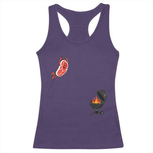Humorous Diving Steak Charcoal Grill Graphic Racerback Tank Top BBQ Grilling Pitmaster Cookout Funny Barbecue Master TS02 Purple Print Your Wear