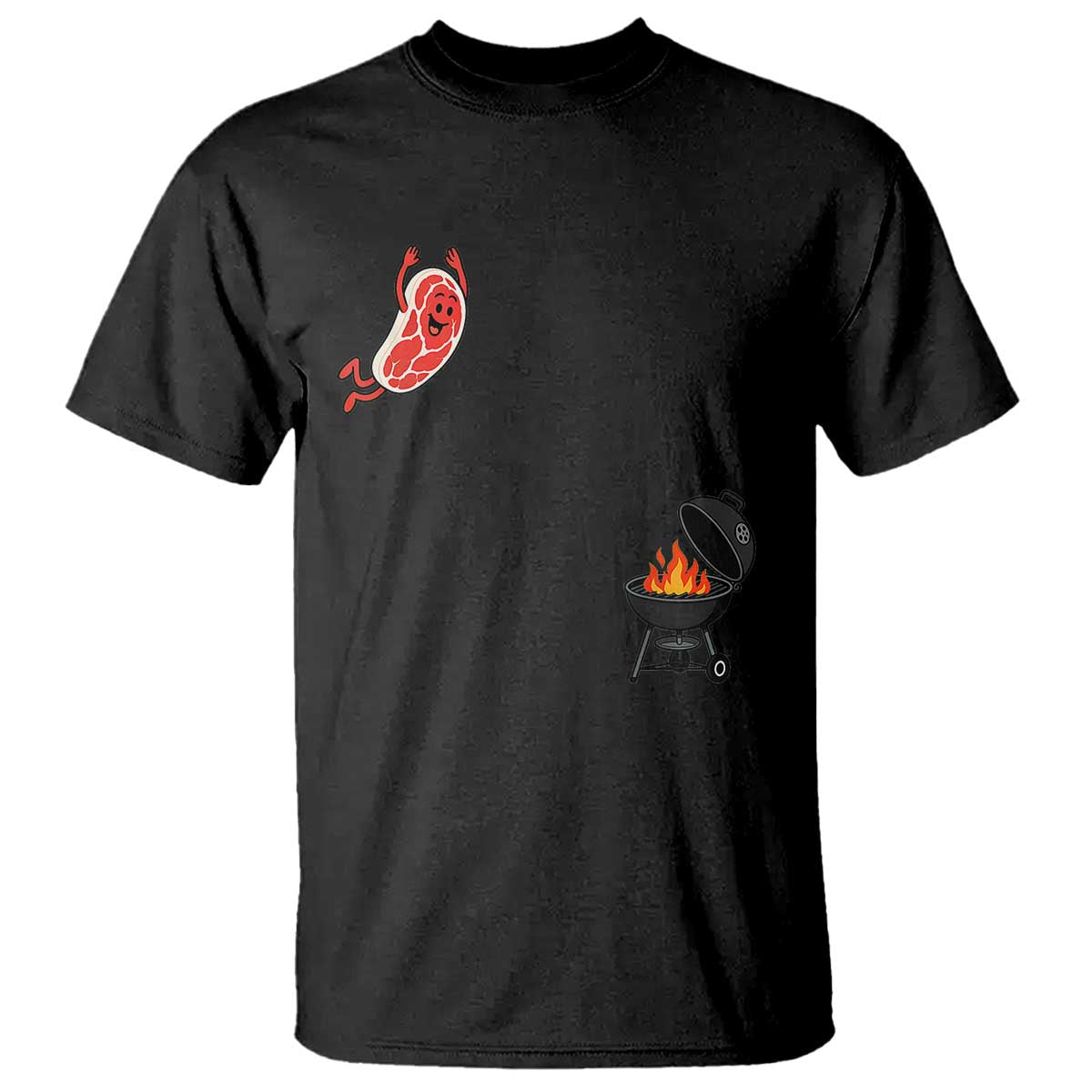 Humorous Diving Steak Charcoal Grill Graphic T Shirt BBQ Grilling Pitmaster Cookout Funny Barbecue Master TS02 Black Print Your Wear