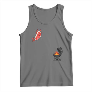 Humorous Diving Steak Charcoal Grill Graphic Tank Top BBQ Grilling Pitmaster Cookout Funny Barbecue Master TS02 Black Heather Print Your Wear