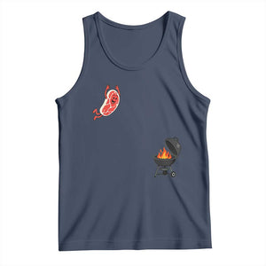 Humorous Diving Steak Charcoal Grill Graphic Tank Top BBQ Grilling Pitmaster Cookout Funny Barbecue Master TS02 Navy Print Your Wear