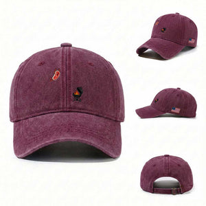 Humorous Diving Steak Charcoal Grill Graphic Washed Cotton Baseball Cap BBQ Grilling Pitmaster Cookout Funny Barbecue Master TS02 Washed Cap Universal Fit Burgundy Print Your Wear