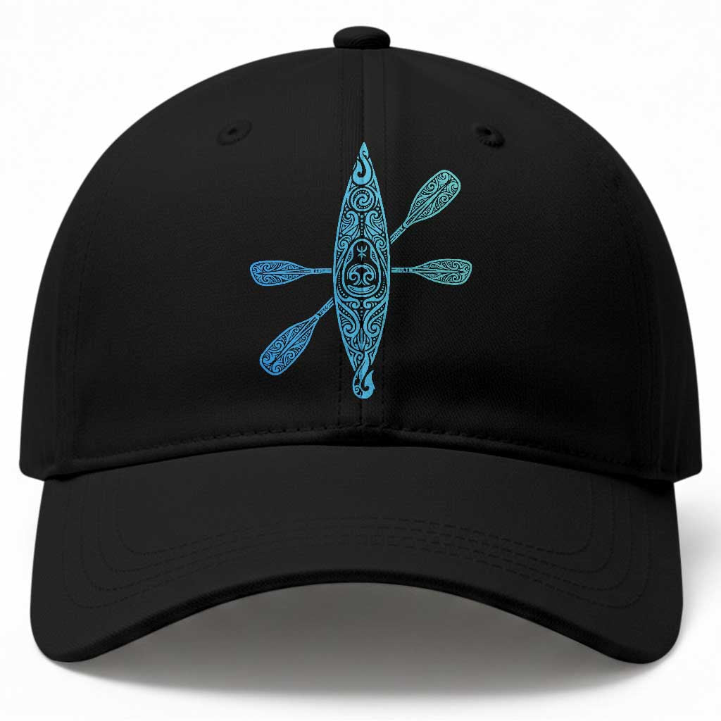 Polynesian Tribal Kayak Graphic Baseball Cap Maori Pattern Water Sports Cyan Gradient Paddling TS02 Print Your Wear
