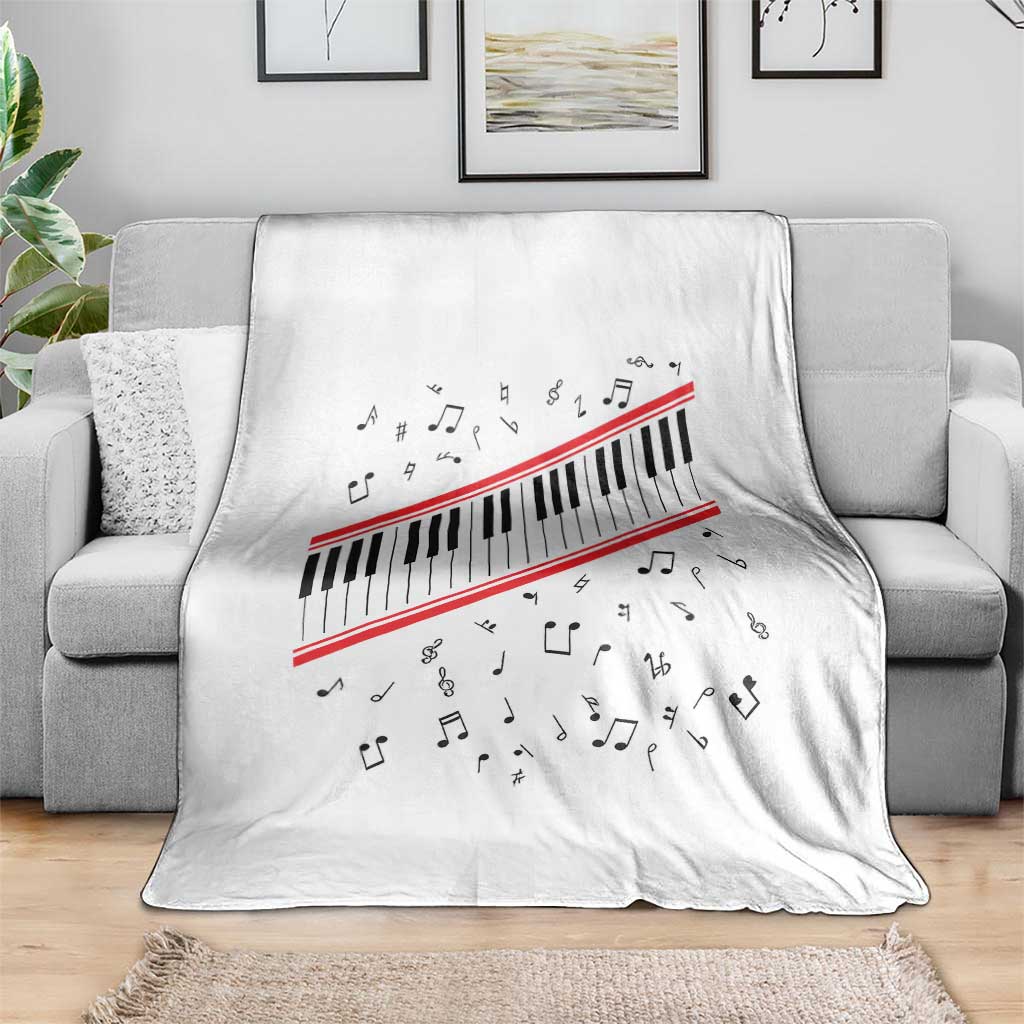 Piano Keyboard Graphic Throw Blanket Musical Notes Alignment Pianist TS02 Print Your Wear