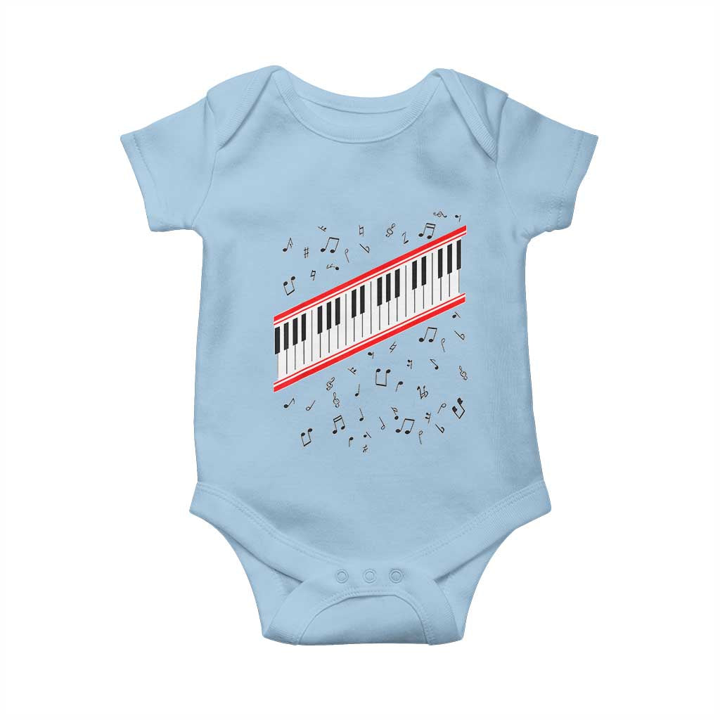 Piano Keyboard Graphic Baby Onesie Musical Notes Alignment Pianist TS02 Light Blue Print Your Wear