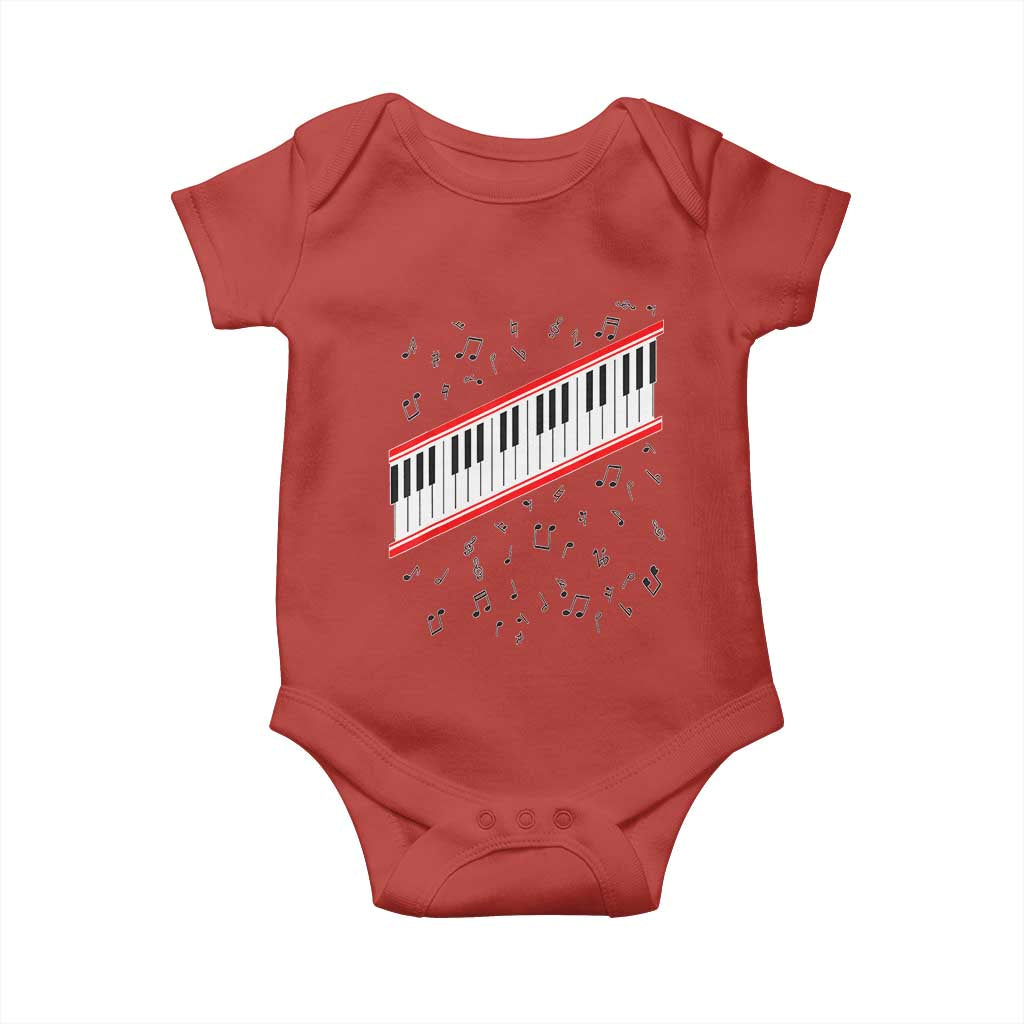 Piano Keyboard Graphic Baby Onesie Musical Notes Alignment Pianist TS02 Red Print Your Wear