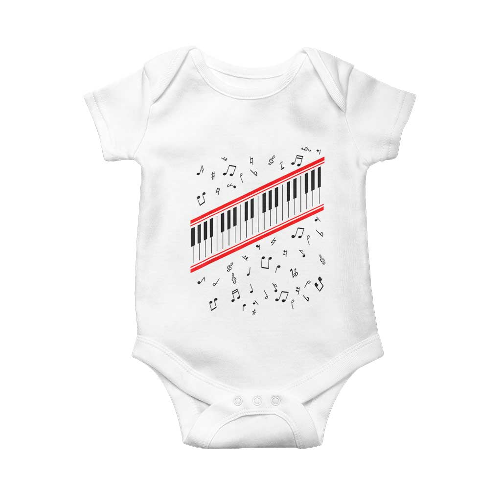 Piano Keyboard Graphic Baby Onesie Musical Notes Alignment Pianist TS02 White Print Your Wear