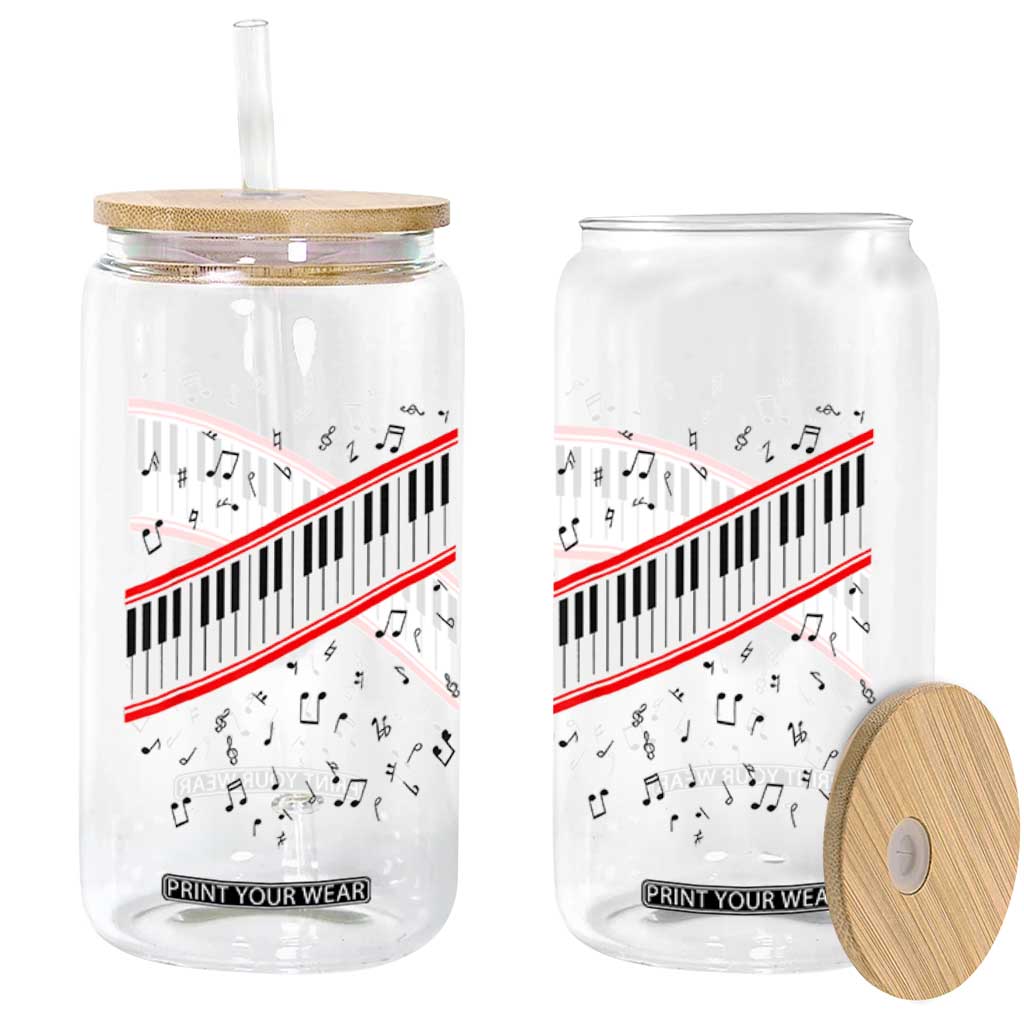 Piano Keyboard Graphic Glass Can Musical Notes Alignment Pianist TS02 Print Your Wear