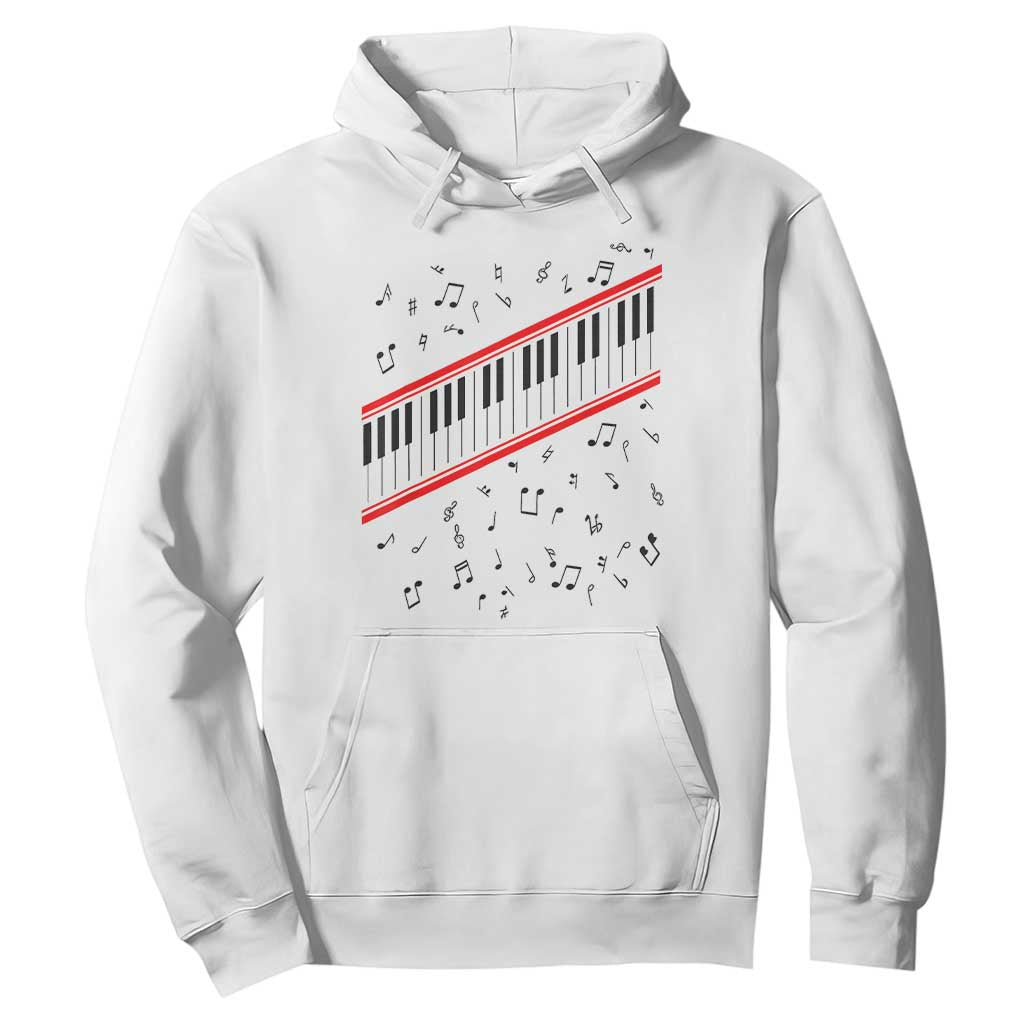Piano Keyboard Graphic Hoodie Musical Notes Alignment Pianist TS02 White Print Your Wear