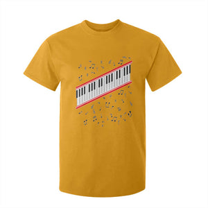 Piano Keyboard Graphic T Shirt For Kid Musical Notes Alignment Pianist TS02 Gold Print Your Wear
