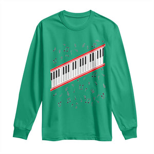 Piano Keyboard Graphic Long Sleeve Shirt Musical Notes Alignment Pianist TS02 Irish Green Print Your Wear