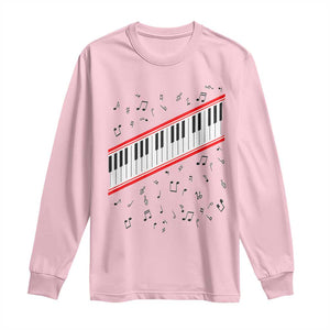 Piano Keyboard Graphic Long Sleeve Shirt Musical Notes Alignment Pianist TS02 Light Pink Print Your Wear