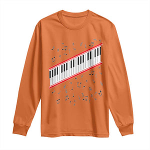 Piano Keyboard Graphic Long Sleeve Shirt Musical Notes Alignment Pianist TS02 Orange Print Your Wear